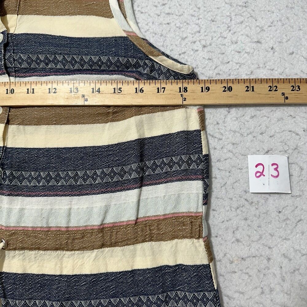 Mud Pie Women’s Medium A-Line Dress Cotton Textured Striped Collared Sleeveless - Picture 8 of 12